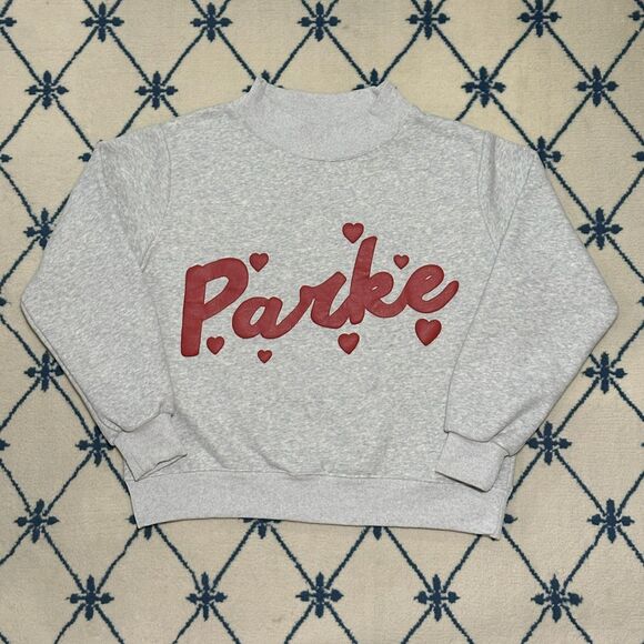 Parke Tops - Parke Limited Edition Sweetheart Varsity 2025 Vday Graphic Hearts Mockneck